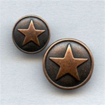 M-178-B Metal Antique Copper 5-Point Star Button, 2 Sizes M-178-B Metal Antique Copper 5-Point Star Button, 2 Sizes
