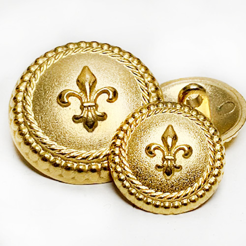 M1875 Matte Gold Fleur de Lis Button 2 Sizes