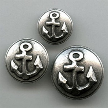 M-2003-Antique Silver Anchor Button, 3 Sizes 