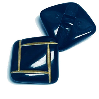 MX1266- Vintage Navy and Gold Square Fashion Button, 2 sizes