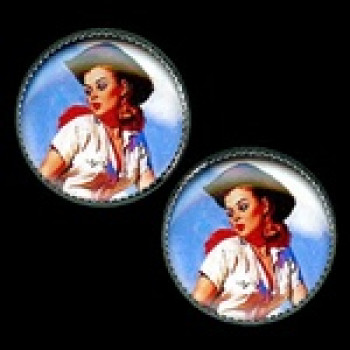 OCA-242- Cowgirl Pinup Button 