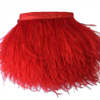 FEA-155 Red Ostrich Feathers on Tape