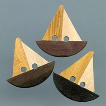 WD-1015 RN-Wooden Sailboat Button