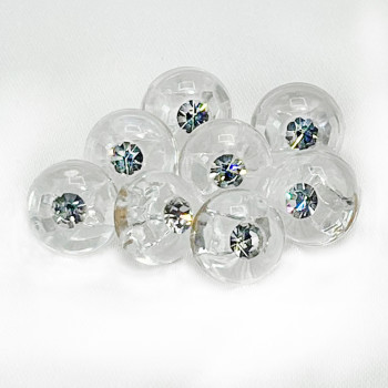 A-5315 Clear Acrylic Button with Crystal Glass Rhinestone, 10mm - Sold by the Dozen