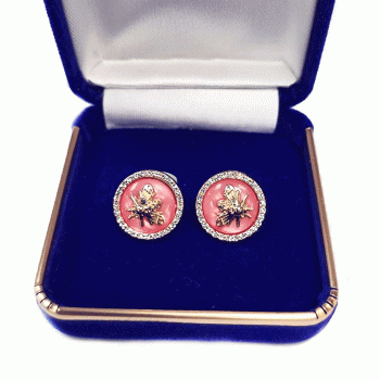 CF-120 Ladies Hand-Threaded Rhinestone Cufflinks with inset Golden Honeybee, 18mm - 2 Colors