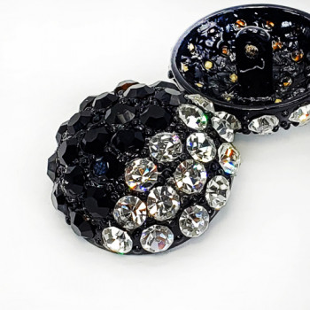 9182BW Black and Crystal Rhinestone Combo Button, 4 Sizes