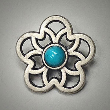M-3160-Matte Antique Silver and Turquoise Button