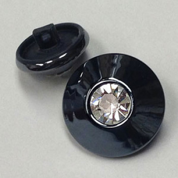 RG-1342 Gunmetal and Rhinestone Button - 2 Sizes
