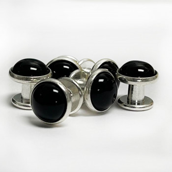 CFA-12  Tuxedo Black Glass Studs Set, of 6   11mm