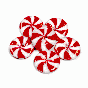 CH-2026  Red and White  Christmas Candy Cane button 5/8" Set of 6