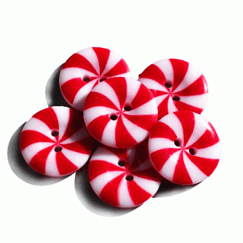 CH-2026 Red and White Christmas Candy Cane buttons, 5/8" - Set of 6 CH-2026 Red and White Christmas Candy Cane buttons, 5/8" - Set of 6