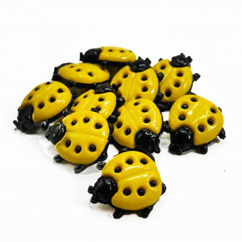 CH-286 Yellow and Black Lady Bug Button, 11/16" - Sold by the Dozen