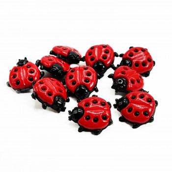 CH-283 Red and Black Lady Bug Button 11/16" 1 Dozen