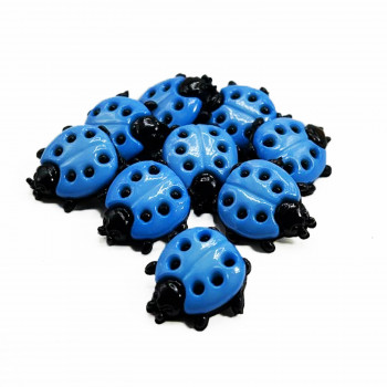 CH-284 Blue and Black Lady Bug Button, 11/16" - Sold by the Dozen
