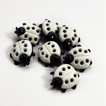 CH-285 White and Black Lady Bug Button, 11/16" - Sold by the Dozen