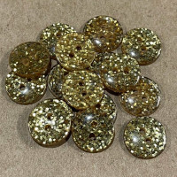 CL-1110 - Gold Glitter  Button 5/8"( Sold by the Dozen)