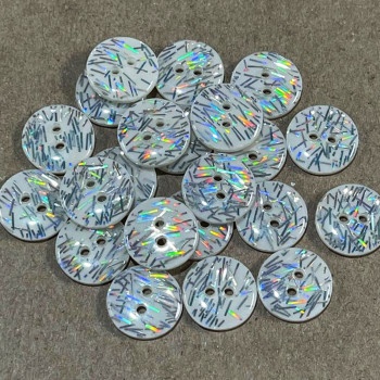 CL-1111 - Silver Glitter  Button, 2 Sizes - Sold by the Dozen