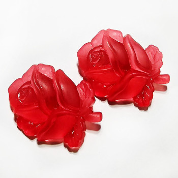 CL-1556 - Acrylic Red Rose Button 1-1/2"x 1"