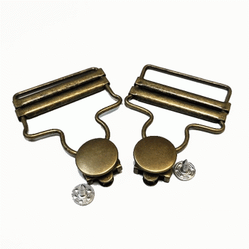 FSN-08 Set of 2 Antique Brass Overall and button Fastener, 1-1/2"