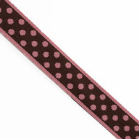 G-16 Renaissance Jacquard Ribbon, Brown and Pink Dot, col. 108  - 11/16" (18mm) - Sold by the yard