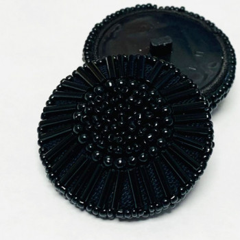 G-589 - Large Black Beaded Button