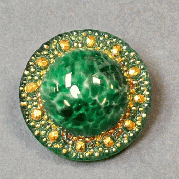 G-86RH-3 Vintage Opal Center Multicolor Green Gold Glass Button, 1-1/8" G-86RH-3 Vintage Opal Center Multicolor Green Gold Glass Button, 1-1/8"