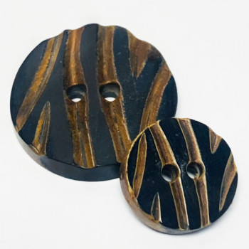 GH-1090 Hand Stained, Brown and Black Carved Horn Button, 2 Sizes GH-1090 Hand Stained, Brown and Black Carved Horn Button, 2 Sizes