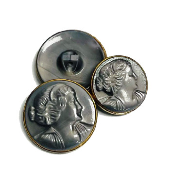 MX095 Vintage Grey Glass Button, 3 Sizes