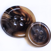 H-9900 Brown Horn-Look Button - 4 Sizes