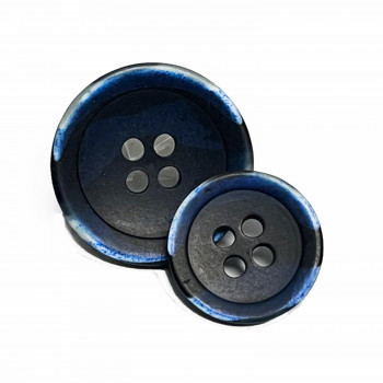 HNX-156-Navy Weathered Horn Look Button, 2 Sizes