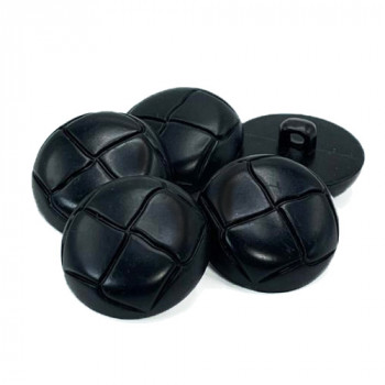 LL-5017  Black Faux Leather Button, 3 Sizes - Sold by the Dozen