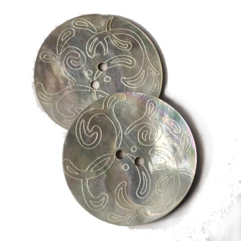 LS-116 - Laser cut  iridescence Agoya Shell Button, 1-3/8" 