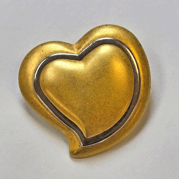 M-037-Large Heart Shape matte Gold & Silver Metal Fashion Button  Set of 4  1-1/4"