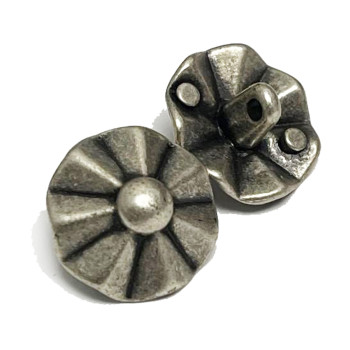M-112 - Antique Silver Cast Metal Fashion Button, 11/16"