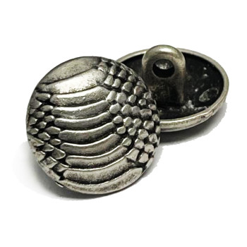 M-113 - Antique Silver Metal Fashion Button, 11/16"