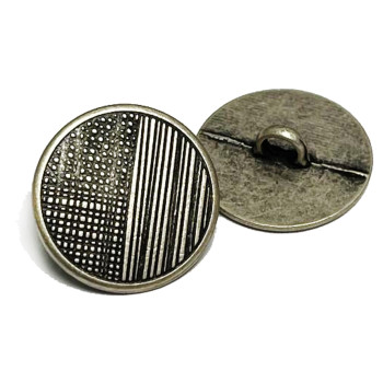 M-114 -Antique Silver Cast Metal Fashion Button, 11/16"
