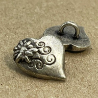 M-1417 Heart Design Metal Button with Shank, 11/16"