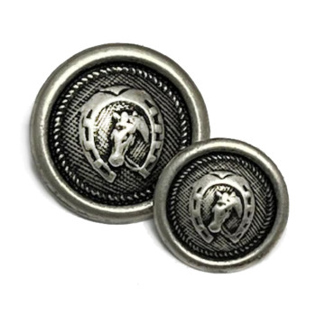 241204-Antique Silver Metal Horseshoe Button - 2 Sizes