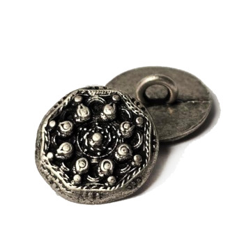 M-1720  Ant. Silver Metal Vintage look Style Button, 5/8" 