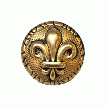 M1881 Antique Gold Fleur de Lis Button,  5/8" - 13/16"