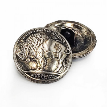 M-1871 - Buffalo Nickel Metal Button, 2 Sizes