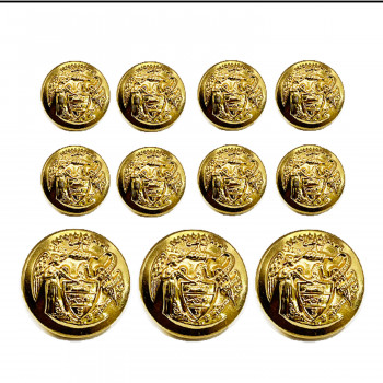 M-1917SET  Set of Gold Arkansas State Seal Buttons, (5/8" and 7/8")  