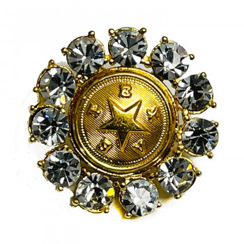 M-1920RH  Rhinestone Gold State of Texas Buttons,1-1/8"