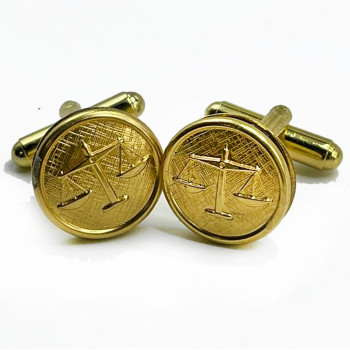 M-1930CF Scales of Justice Gold Metal Cufflinks, 5/8" 