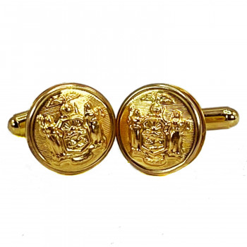 M-1924CF Gold Metal Cufflinks with New York Seal, 5/8"