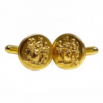 M-1925CF Gold Metal Cufflinks with New Jersey Seal, 5/8"