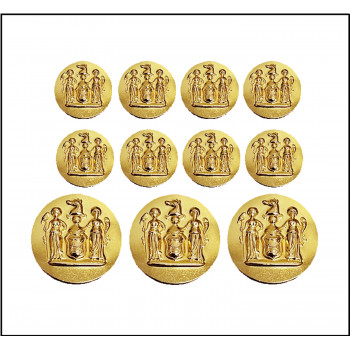 M-1925SET- Set of Gold New Jersey State Seal Buttons, 2 Sizes