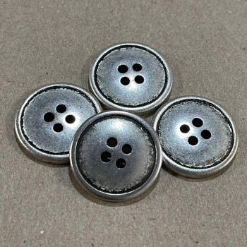 M-1957-D - Antique Silver Metallic Shirt Button, 3/4" - Priced per Dozen 