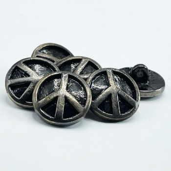 M-3480B Metal Peace Sign Button, 5/8 Sizes 