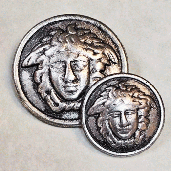 M-7922AS - Metal Fashion Ant. Silver Button, 2 Sizes 